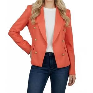NEW OOLALA double breasted faux suede blazer in papaya